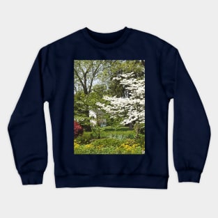 Dogwood in Front of White House Crewneck Sweatshirt